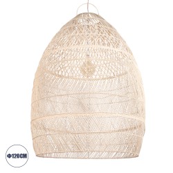 BOHO Κρεμαστό Φωτιστικό MALIBU Μονόφωτο 1 x E27 Μπεζ Μπαμπού Καμπάνα Φ120 x Υ156cm
