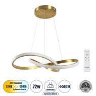 Κρεμαστό Φωτιστικό Design LED DEXTER CCT 72W 8064lm 300° AC 220-240V - Εναλλαγή Φωτισμού μέσω Τηλεχειριστηρίου All In One  - Χρυσό Βούρτσας 