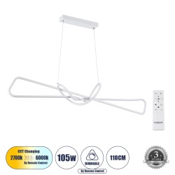 Φωτιστικό DOLORES κρεμαστής τοποθέτησης LED κόμπος CCT 105W 11760lm 300° AC 220-240V με εναλλαγή φωτισμού Dimmable Μ110 x Π17 x Υ17.5cm σε λευκό χρώμα