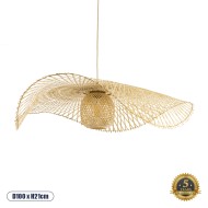 Boho Κρεμαστό Φωτιστικό CINNABAR  Μονόφωτο 1 x E27 AC220-240V IP20 - Φ100 x Υ21cm - Μπεζ Ξύλινο Μπαμπού Πλέγμα