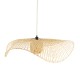GloboStar® CINNABAR 01838 Boho Κρεμαστό Φωτιστικό Πλέγμα Μονόφωτο 1 x E27 IP20 Μπεζ Ξύλο - Μ100 x Π100 x Υ21cm