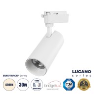 Μονοφασικό Σποτ Ράγας LUGANO LED 30W 3750lm 36° Ενδιάμεσο φως 4500K AC 220-240V IP20 EUROTRACK® Λευκό Bridgelux Chip
