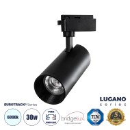 Σποτ Ράγας Μονοφασικό LUGANO LED 30W 3900lm 36° Ψυχρό φως 6000K AC 220-240V IP20 EUROTRACK® Μαύρο Bridgelux Chip