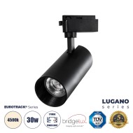 Μονοφασικό Σποτ Ράγας LUGANO LED 30W 3750lm 36° Ενδιάμεσο φως 4500K AC 220-240V IP20 EUROTRACK® Μαύρο Bridgelux Chip