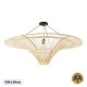 GloboStar® PALERMO 02153 Boho Φωτιστικό Οροφής Πλέγμα Μονόφωτο 1 x E27 IP20 Μπεζ Ξύλο - Μ100 x Π100 x Υ55cm