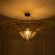 GloboStar® PALERMO 02153 Boho Φωτιστικό Οροφής Πλέγμα Μονόφωτο 1 x E27 IP20 Μπεζ Ξύλο - Μ100 x Π100 x Υ55cm