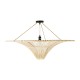 GloboStar® PALERMO 02153 Boho Φωτιστικό Οροφής Πλέγμα Μονόφωτο 1 x E27 IP20 Μπεζ Ξύλο - Μ100 x Π100 x Υ55cm