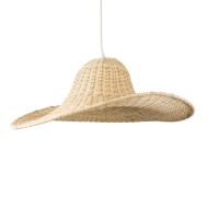 Boho Κρεμαστό Φωτιστικό ESPARGOS Μονόφωτο 1 x E27 AC220-240V IP20 - Φ70 x Υ35cm - Μπεζ Ξύλινο Μπαμπού Πλέγμα