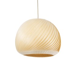 Boho Κρεμαστό Φωτιστικό KAILANI Μονόφωτο 1 x E27 AC220-240V IP20 - Φ40 x Υ30cm - Μπεζ Λεπτό Φύλλο Ξύλου Καμπάνα