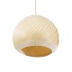 GloboStar® KAILANI 02242 Boho Κρεμαστό Φωτιστικό Οροφής Μονόφωτο 1 x E27 AC220-240V IP20 - Φ40 x Υ30cm - Μπεζ Λεπτό Φύλλο Ξύλου Καμπάνα