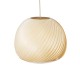 GloboStar® KAILANI 02242 Boho Κρεμαστό Φωτιστικό Οροφής Μονόφωτο 1 x E27 AC220-240V IP20 - Φ40 x Υ30cm - Μπεζ Λεπτό Φύλλο Ξύλου Καμπάνα