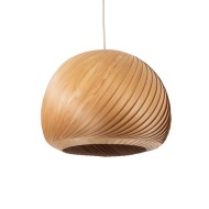 Boho Κρεμαστό Φωτιστικό KAILANI Μονόφωτο 1 x E27 AC220-240V IP20 - Φ40 x Υ30cm - Καφέ Λεπτό Φύλλο Ξύλου Καμπάνα