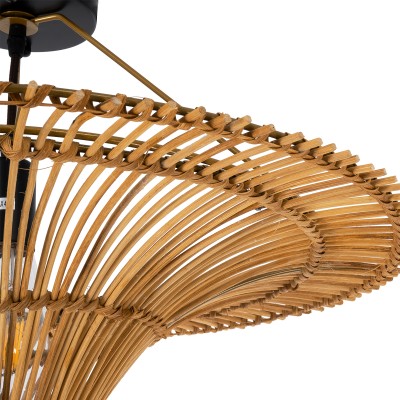 Φωτιστικό οροφής boho PALERMO 1xE27 AC/DC 12-265V ξύλινο μπαμπού πλέγμα IP20 Φ60xΥ36cm μπεζ καφέ GloboStar® PALERMO 02308 Boho Φωτιστικό Οροφής Πλέγμα Μονόφωτο 1 x E27 IP20 Καφέ Ξύλο - Μ60 x Π60 x Υ36cm