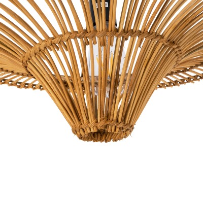 Φωτιστικό οροφής boho PALERMO 1xE27 AC/DC 12-265V ξύλινο μπαμπού πλέγμα IP20 Φ60xΥ36cm μπεζ καφέ GloboStar® PALERMO 02308 Boho Φωτιστικό Οροφής Πλέγμα Μονόφωτο 1 x E27 IP20 Καφέ Ξύλο - Μ60 x Π60 x Υ36cm