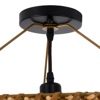 Φωτιστικό οροφής boho PALERMO 1xE27 AC/DC 12-265V ξύλινο μπαμπού πλέγμα IP20 Φ60xΥ36cm μπεζ καφέ GloboStar® PALERMO 02308 Boho Φωτιστικό Οροφής Πλέγμα Μονόφωτο 1 x E27 IP20 Καφέ Ξύλο - Μ60 x Π60 x Υ36cm