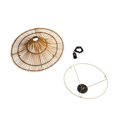 Φωτιστικό οροφής boho PALERMO 1xE27 AC/DC 12-265V ξύλινο μπαμπού πλέγμα IP20 Φ60xΥ36cm μπεζ καφέ GloboStar® PALERMO 02308 Boho Φωτιστικό Οροφής Πλέγμα Μονόφωτο 1 x E27 IP20 Καφέ Ξύλο - Μ60 x Π60 x Υ36cm