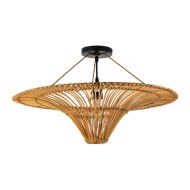 Φωτιστικό οροφής boho PALERMO 1xE27 AC/DC 12-265V ξύλινο μπαμπού πλέγμα IP20 Φ60xΥ36cm μπεζ καφέ