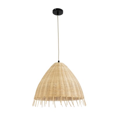 Κρεμαστό φωτιστικό Boho AQUATIC καμπάνα μονόφωτο 1 x E27 AC 220-240V μπεζ ξύλο - Μ40 x Π40 x Υ36cm