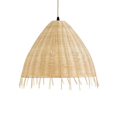Κρεμαστό φωτιστικό Boho AQUATIC καμπάνα μονόφωτο 1 x E27 AC 220-240V μπεζ ξύλο - Μ40 x Π40 x Υ36cm