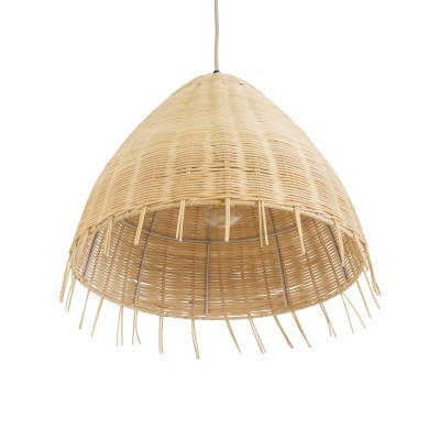 Κρεμαστό φωτιστικό Boho AQUATIC καμπάνα μονόφωτο 1 x E27 AC 220-240V μπεζ ξύλο - Μ40 x Π40 x Υ36cm