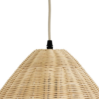 Κρεμαστό φωτιστικό Boho AQUATIC καμπάνα μονόφωτο 1 x E27 AC 220-240V μπεζ ξύλο - Μ40 x Π40 x Υ36cm