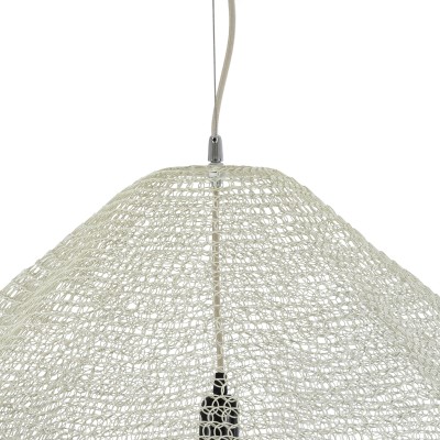 GloboStar® KENTUCKY 01868 Vintage Κρεμαστό Φωτιστικό Πλέγμα Μονόφωτο 1 x E27 IP20 Μπεζ Μέταλλο - Μ90 x Π90 x Υ70cm