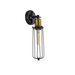 Απλίκα τοίχου vintage kelvo® CATEL για λάμπα E27 1xE27 AC 220-240V IP20 μαύρο & χρυσό 11x10.5x36cm 01055