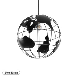 Μονόφωτο Industrial κρεμαστό φωτιστικό World μεταλλικό με ντουί E27 AC 220-240V σε μαύρο χρώμα Φ40