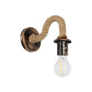Φωτιστικό τοίχου απλίκα με ντουί 1 x E27 AC 220-240V IP20 χάλκινο εφέ σκουριάς & μπεζ σχοίνι Μ21 x Π12 x Υ16cm