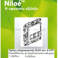 Πρίζα πληροφορικής διπλή RJ45 ΚΑΤ. 6UPT λευκή Legrand Niloe Πρίζα πληροφορικής διπλή RJ45 ΚΑΤ. 6UPT λευκή Legrand Niloe