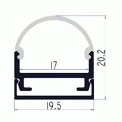 Προφίλ αλουμινίου 2m 19.5x20.2mm ανοδιωμένο για ταινίες LED με γαλακτούχο κάλυμμα