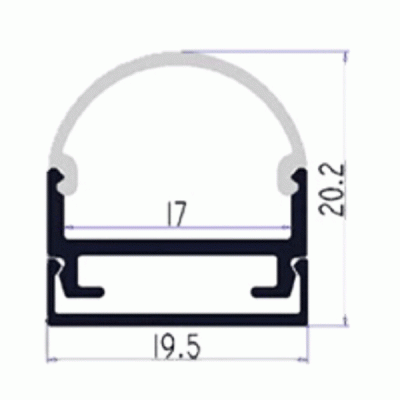 Προφίλ αλουμινίου 2m 19.5x20.2mm ανοδιωμένο για ταινίες LED με γαλακτούχο κάλυμμα Προφίλ αλουμινίου 2m 19.5x20.2mm ανοδιωμένο για ταινίες LED με γαλακτούχο κάλυμμα