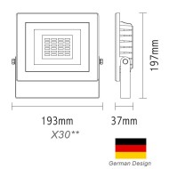 Προβολέας led λευκός 30W 3000k θερμό λευκό φως 230V 2500lm με smd στεγανός IP66