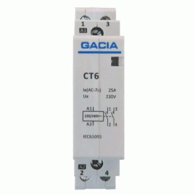 Ρελέ ισχύος ράγας 2x63A 2NO 240V AC GACIA
