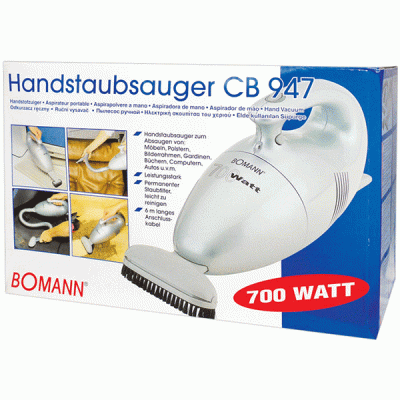 Ηλεκτρικό σκουπάκι χειρός BOMANN CB 947 700W με ενσωματωμένο φίλτρο & δυνατότητα κάθετης τοποθέτησης Ηλεκτρικό σκουπάκι χειρός BOMANN CB 947 700W με ενσωματωμένο φίλτρο & δυνατότητα κάθετης τοποθέτησης