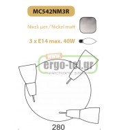 Φωτιστικό σποτ οροφής με νίκελ ματ ροζέτα και αλαβάστρινο γυαλί για 3 λάμπες με ντουί Ε14 Φωτιστικό σποτ οροφής με νίκελ ματ ροζέτα και αλαβάστρινο γυαλί για 3 λάμπες με ντουί Ε14