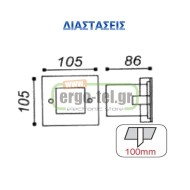 Led σποτ τοίχου χωνευτό sam τετράγωνο inox 1,5W ψυχρό λευκό φως 6000k 125Lm στεγανό IP44