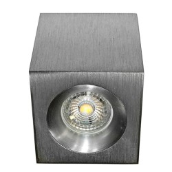 Φωτιστικό σποτ επίτοιχο τετράγωνο 96x96x90mm βαθύ σταθερό βούρτσας για λάμπες MR16 & GU10