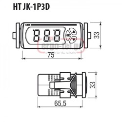 Ψηφιακό θερμόμετρο πίνακα 12-24V VEMER HT-JK-1P3D για θερμοστοιχείο J-K-L-R-S-T-E-N 0-400°C 33x75mm