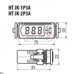 Ψηφιακό θερμόμετρο πίνακα VEMER HT-JK-1P3A για θερμοστοιχείο J-K-L-R-S-T-E-N από 0-400OC 33x75x81mm