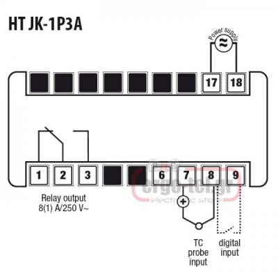 Ψηφιακό θερμόμετρο πίνακα VEMER HT-JK-1P3A για θερμοστοιχείο J-K-L-R-S-T-E-N από 0-400OC 33x75x81mm