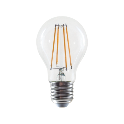Λάμπα LED FILAMENT με ντουί E27 A60 8W 2700K θερμό λευκό φως 230VAC 900lm ντιμαριζόμενη διάφανη