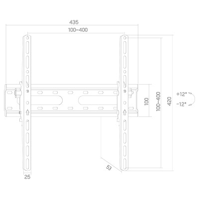 Βάση TV για οθόνη 32"-70" έως 45kg ρυθμιζόμενη επίτοιχη DM PRO σε μαύρο χρώμα 