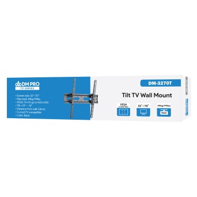 Βάση TV για οθόνη 32"-70" έως 45kg ρυθμιζόμενη επίτοιχη DM PRO σε μαύρο χρώμα 