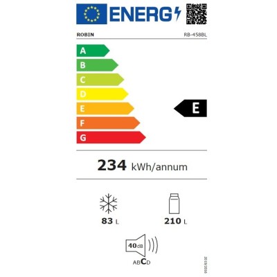 Ψυγειοκαταψύκτης Robin RB-458 BL μαύρος 293lt Π60xΒ60xΥ186cm με σύστημα Full No Frost