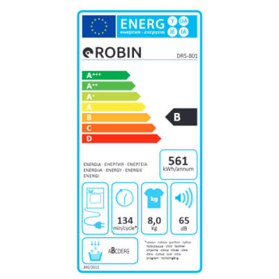Στεγνωτηριο Robin DRS-801 χωρητικότητας 8Kg Π59,6xΒ60,9xΥ85,5cm