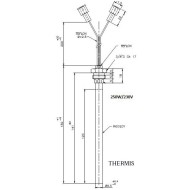 Αντίσταση για ανάφλεξη Pellet 250W 230V Φ9.5Χ140mm τύπου πουράκι με ρακόρ