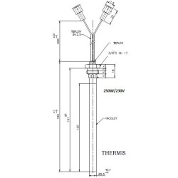 Αντίσταση για ανάφλεξη Pellet 250W 230V Φ9.5Χ140mm τύπου πουράκι με ρακόρ
