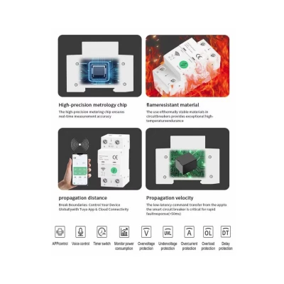 Smart WiFi μικροαυτόματος διακόπτης ράγας διπολικός 2P 63A με μετρητή ενέργειας, προστασία υπερέντασης, υπέρτασης & ανίχνευση διαρροής Tuya Smart WiFi μικροαυτόματος διακόπτης ράγας διπολικός 2P 63A με μετρητή ενέργειας, προστασία υπερέντασης, υπέρτασης & ανίχνευση διαρροής Tuya