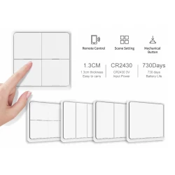 Smart Wi-Fi διακόπτης αφής 1 θέσης με Dimmer και χρονοπρογράμματα Tuya Smart Life N+L 10A 90-250V λευκός 86x86x10mm